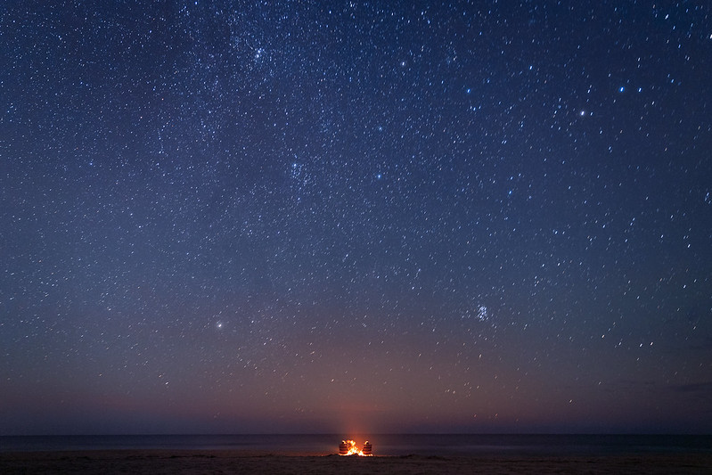 beach fire stargazing