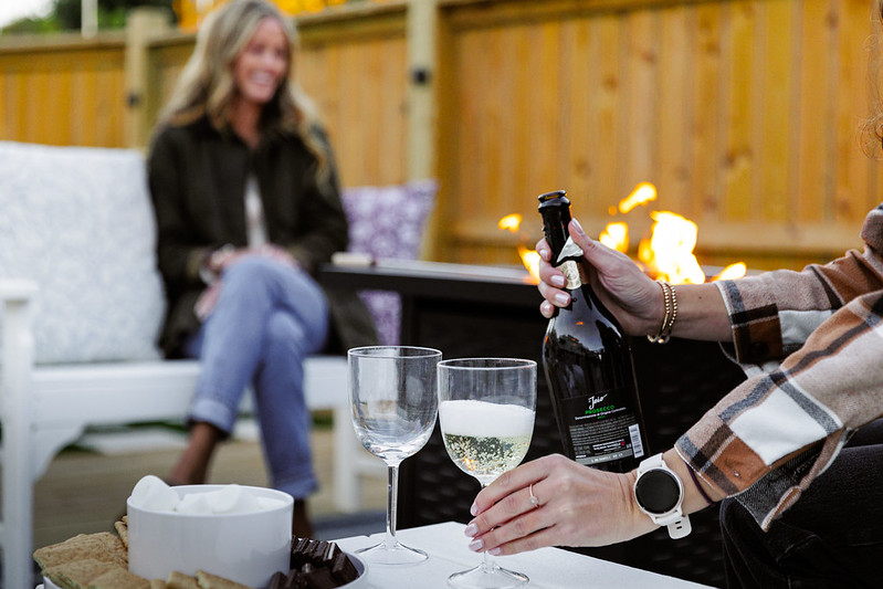 bubbly by the firepit